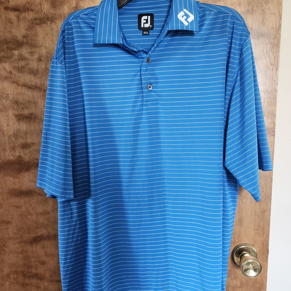 Men's Blue Striped Polo Shirt